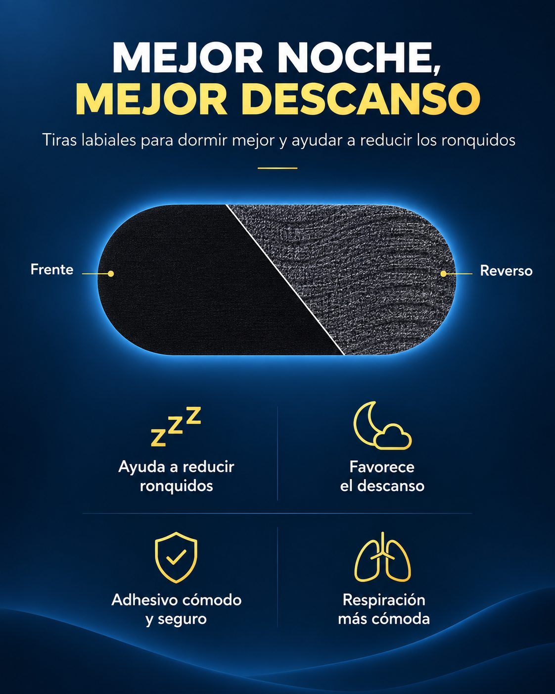 Tiras Bucales Adhesivas Antironquidos – Dormir y Deporte – 30 unidades
