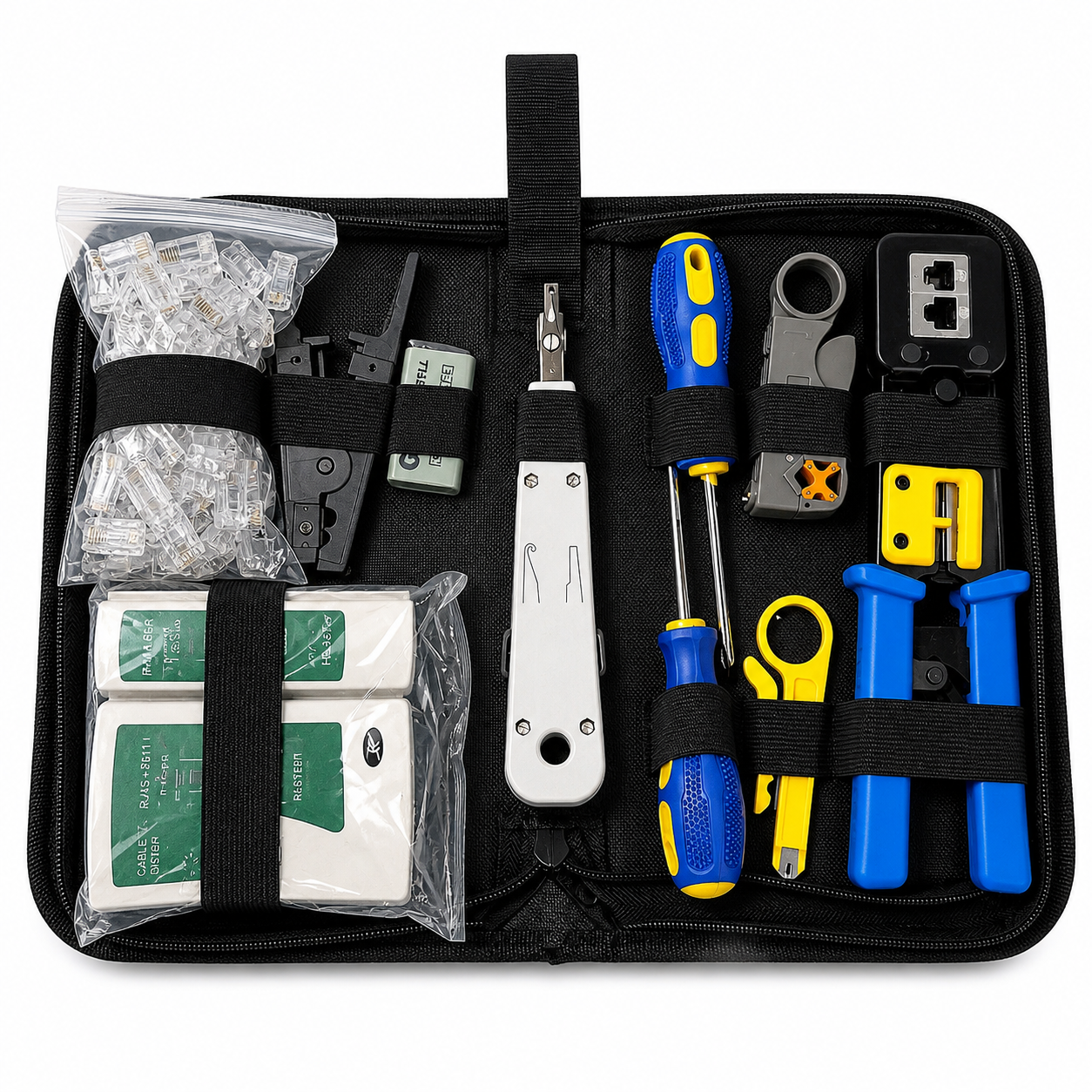 Kit Herramientas De Red RJ45 Networking Crimpadora Tester