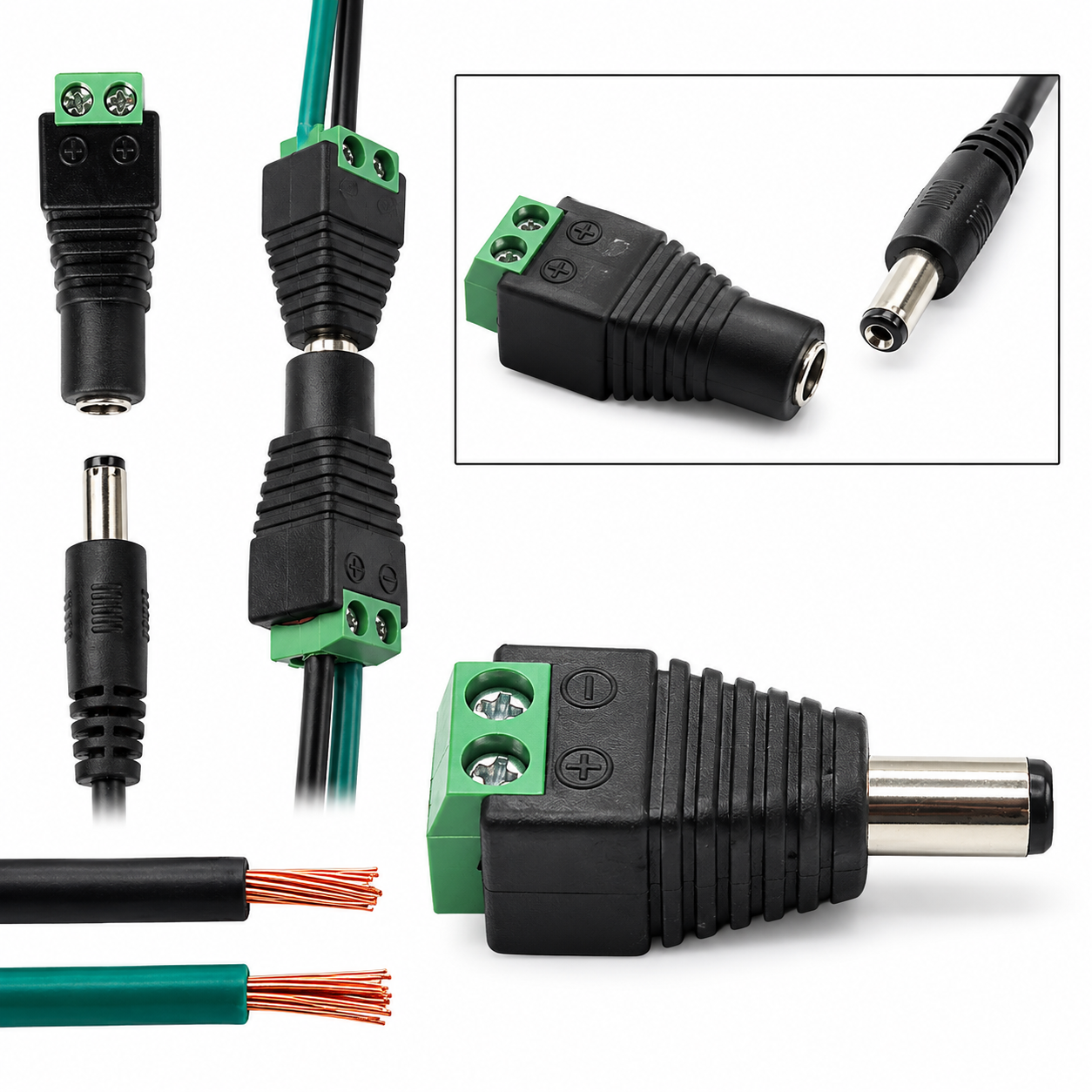 Conector DC Macho Bornera Para CCTV Y Tiras LED