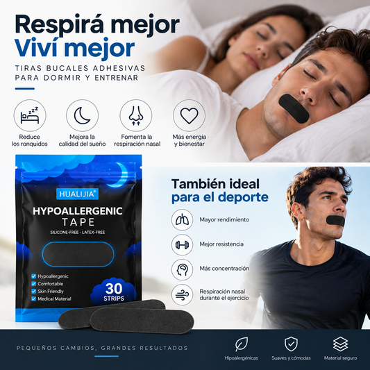 Tiras Bucales Adhesivas Antironquidos – Dormir y Deporte – 30 unidades