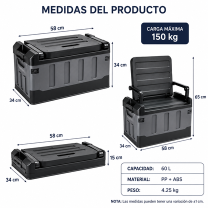 Caja Plegable Multifunción Con Asiento 60L Camping