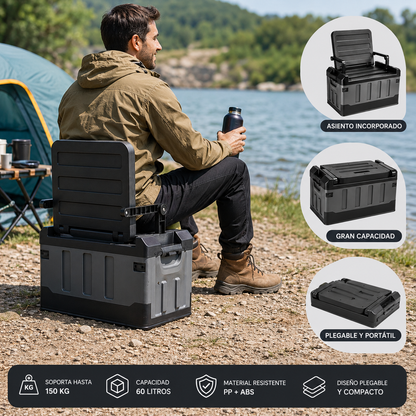 Caja Plegable Multifunción Con Asiento 60L Camping