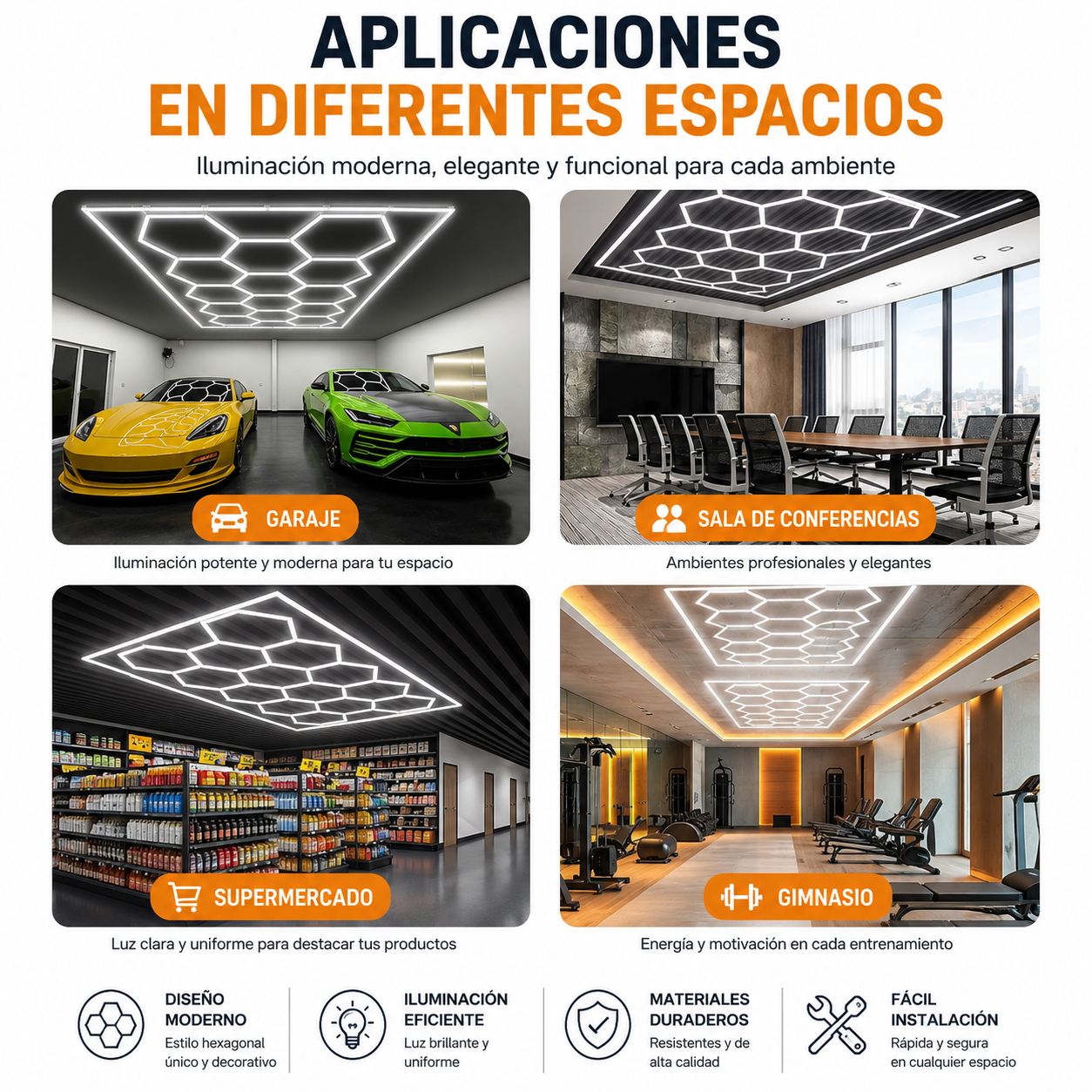 Paneles LED Hexagonales para Techo – Iluminación Premium