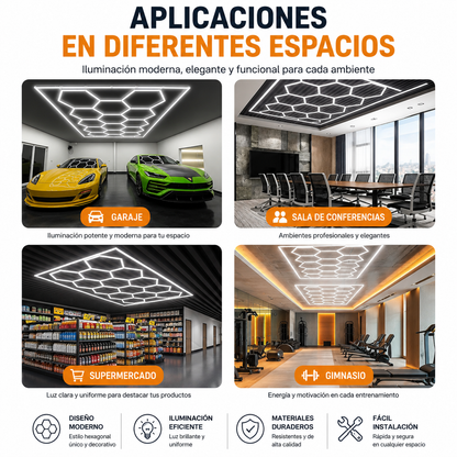 Paneles LED Hexagonales para Techo – Iluminación Premium
