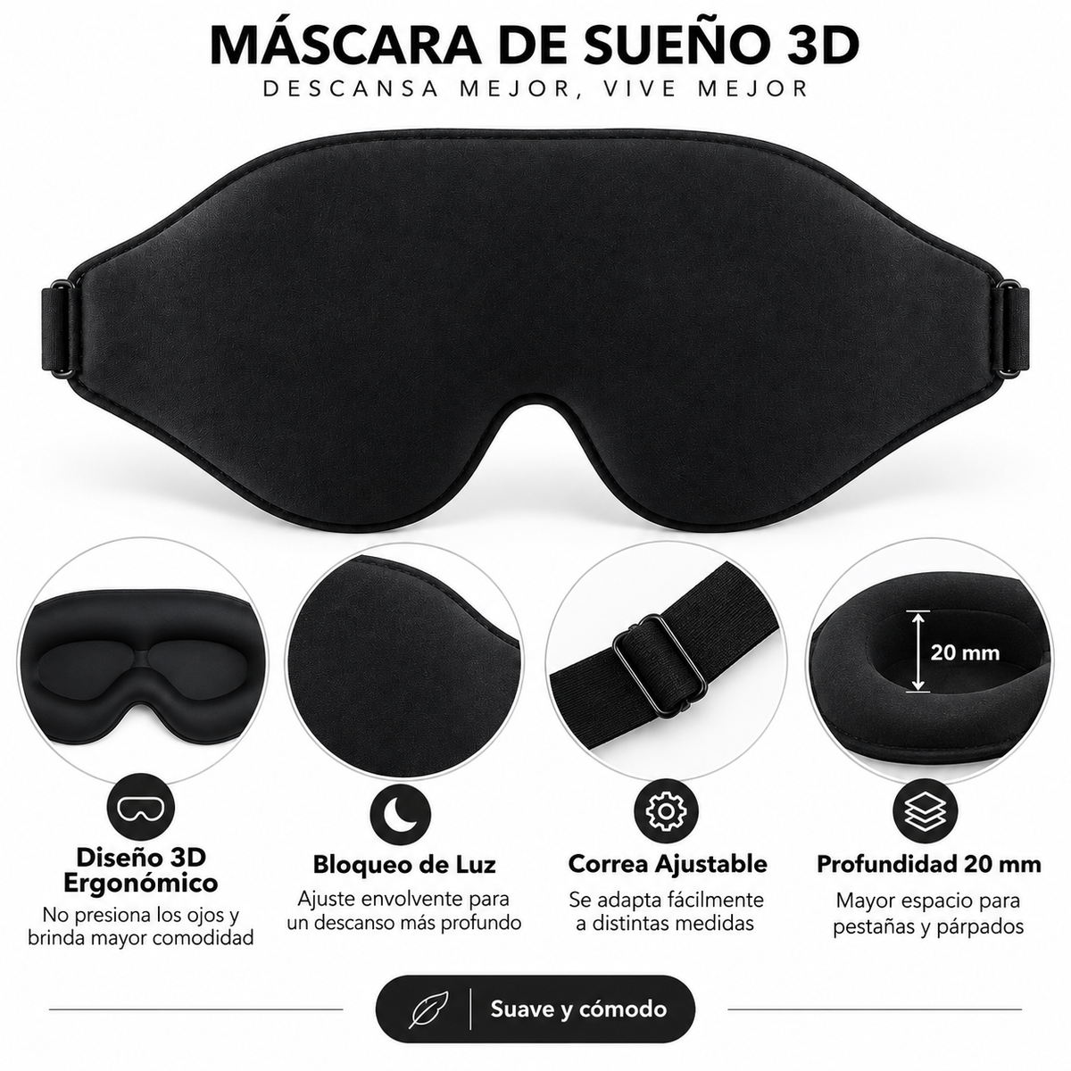 Antifaz para dormir ergonómico – Kraft Uruguay, vista 3