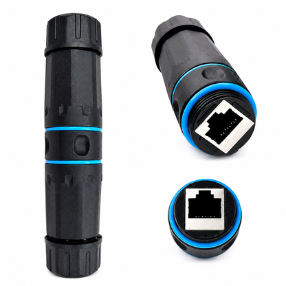 Conector RJ45 Exterior IP68 – Unión Impermeable para Cable de Red