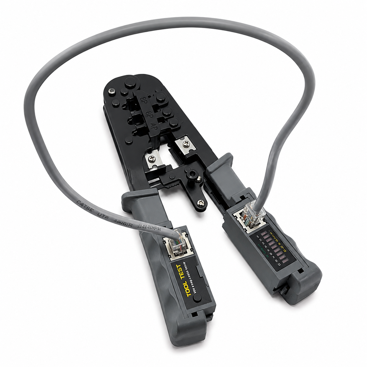 Pinza Crimpadora RJ45 8P8C Con Tester De Red Profesiona