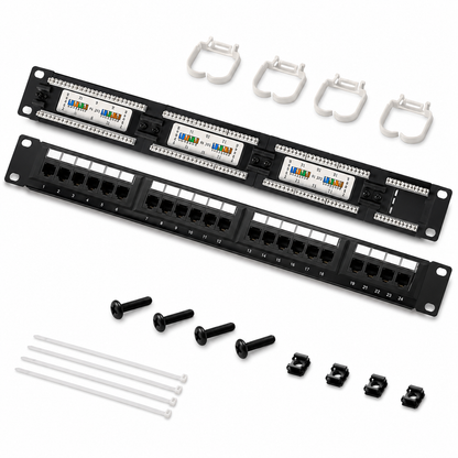 Patch Panel Cat5e 24 Puertos 1U Para Rack Networking