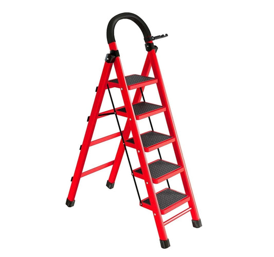 Escalera de Tijera Roja y Negra – 5 Escalones